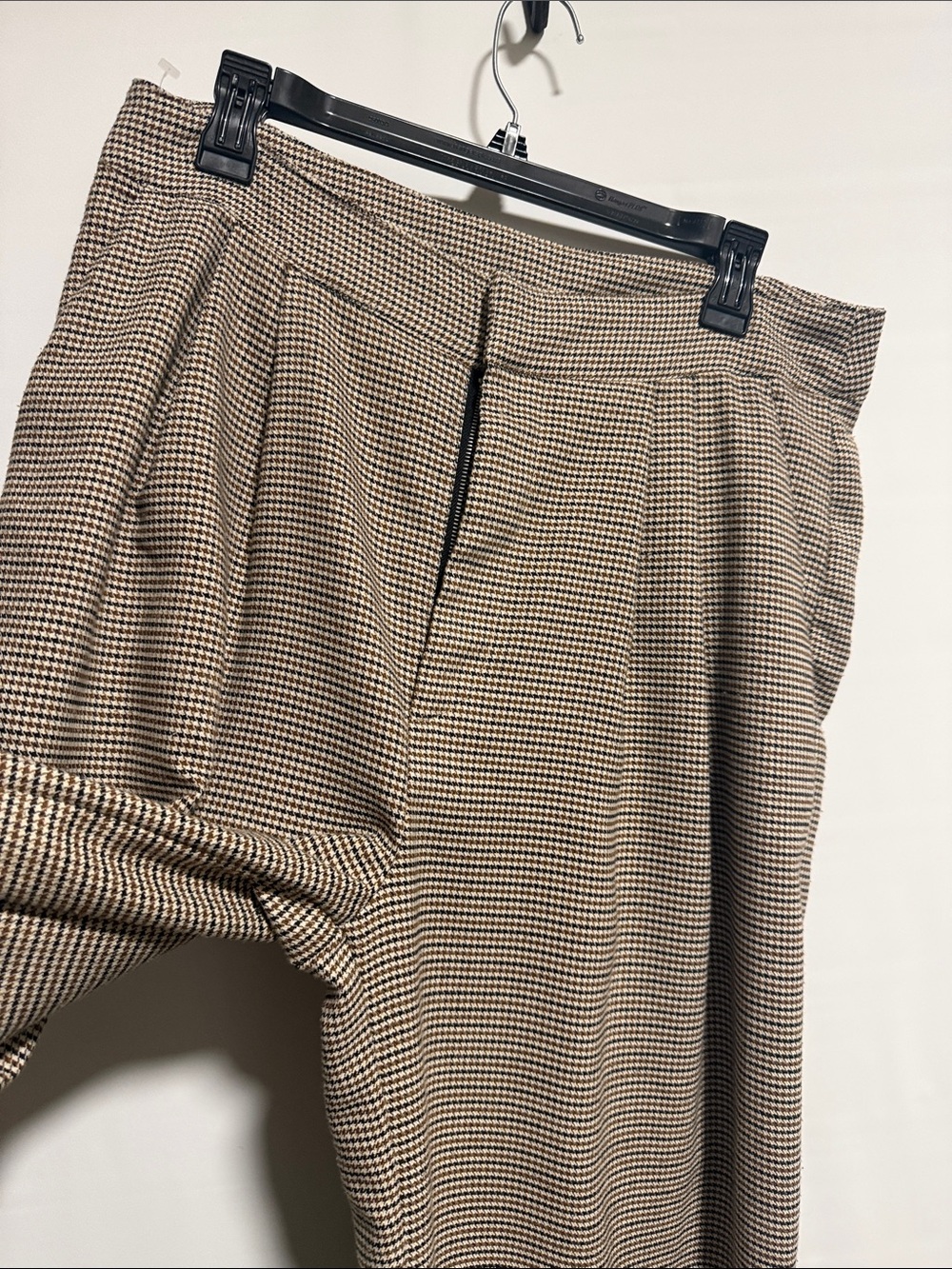 Steve Madden Brown Houndstooth High Waisted Wide Leg Pleated Pants Size Large - Picture 13 of 13